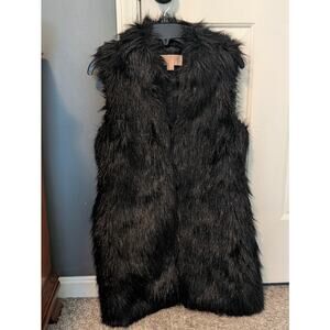 Michael by Michael Kors Black Faux Fur Vest Womens Small